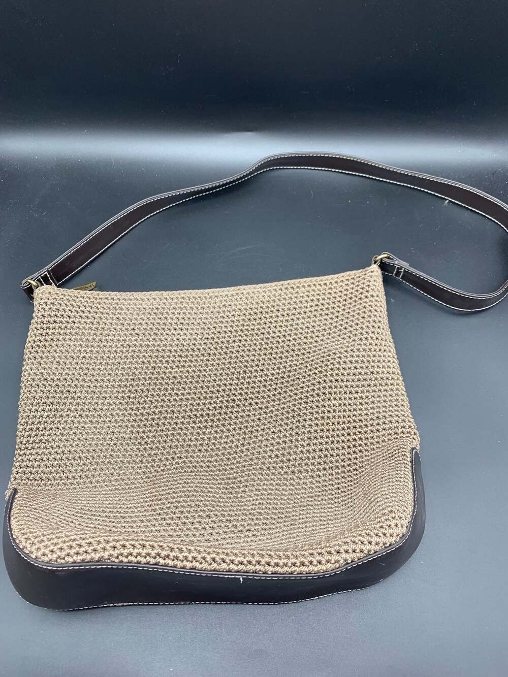 ✨ The SAK Elliott Lucca Tan Woven Crochet Nylon Shoulder Bag w/ Leather Trim ✨